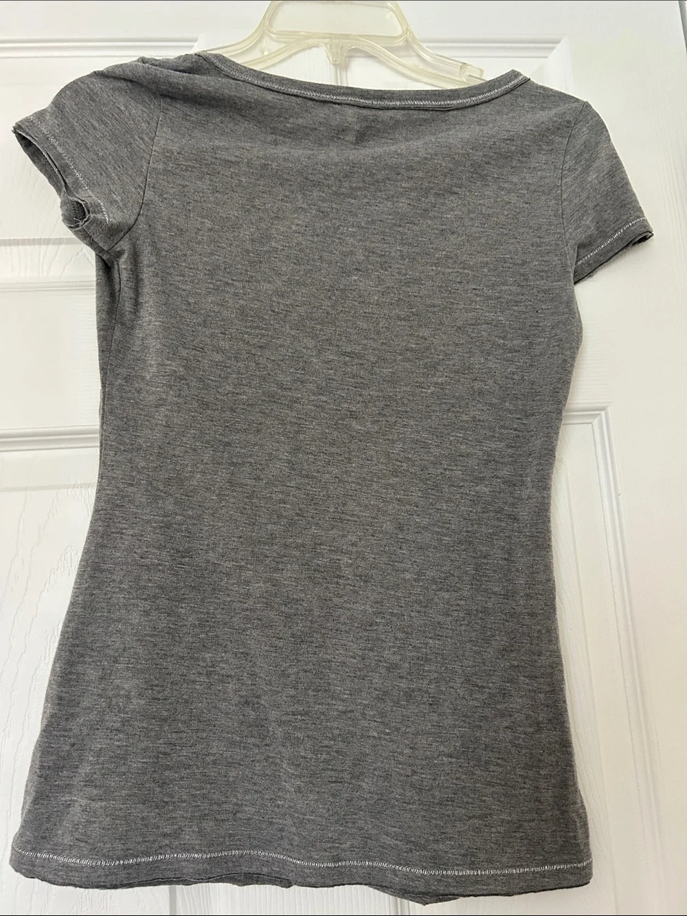 flirtitude Gray V-Neck Short Sleeve Tee